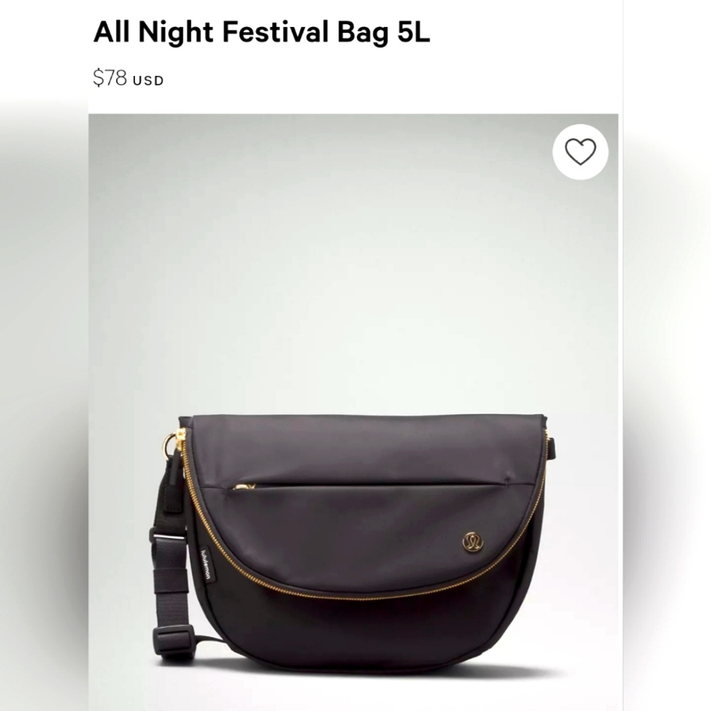 All Night Festival Bag 5L with Silver Zipper & Logo